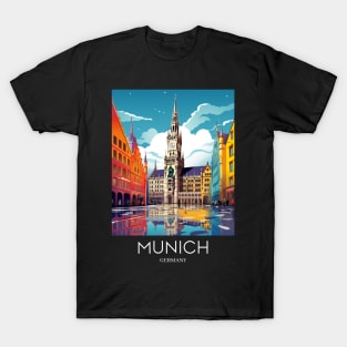 A Pop Art Travel Print of Munich - Germany T-Shirt